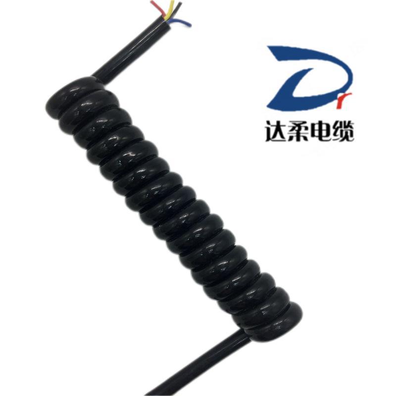 达柔供应特种TPU两芯弹弓电源护套线PU弹簧螺旋线可伸缩电缆