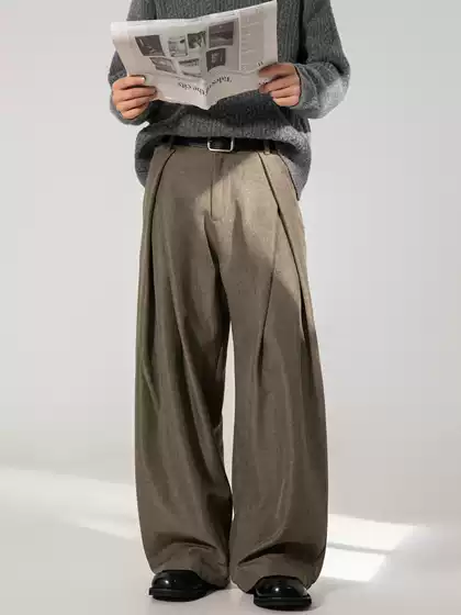 Pleated A-Line Business Casual Trousers for Men with Old Money Style, Spring-Fall New Arrival, Versatile & Sophisticated