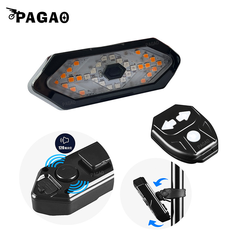 Luz trasera de dirección inteligente lámpara de control remoto inalámbrico lámpara COB lámpara de cuentas USB recargable lámpara de montar faro + luz trasera