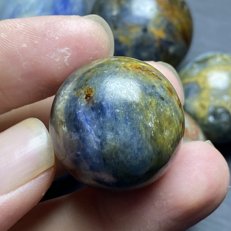 2024 Natural Monet Starry Sky Island Blue Crystal Single Bead Oil Painting Blue Crystal Feng Shui Ball Ornament Bracelet Wholesale