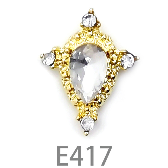 Nuevo transfronterizo europeo y americano estilo corona uñas joyería mezclado lote exquisito en forma de corazón rhinestone Cruz uñas rhinestone venta al por mayor