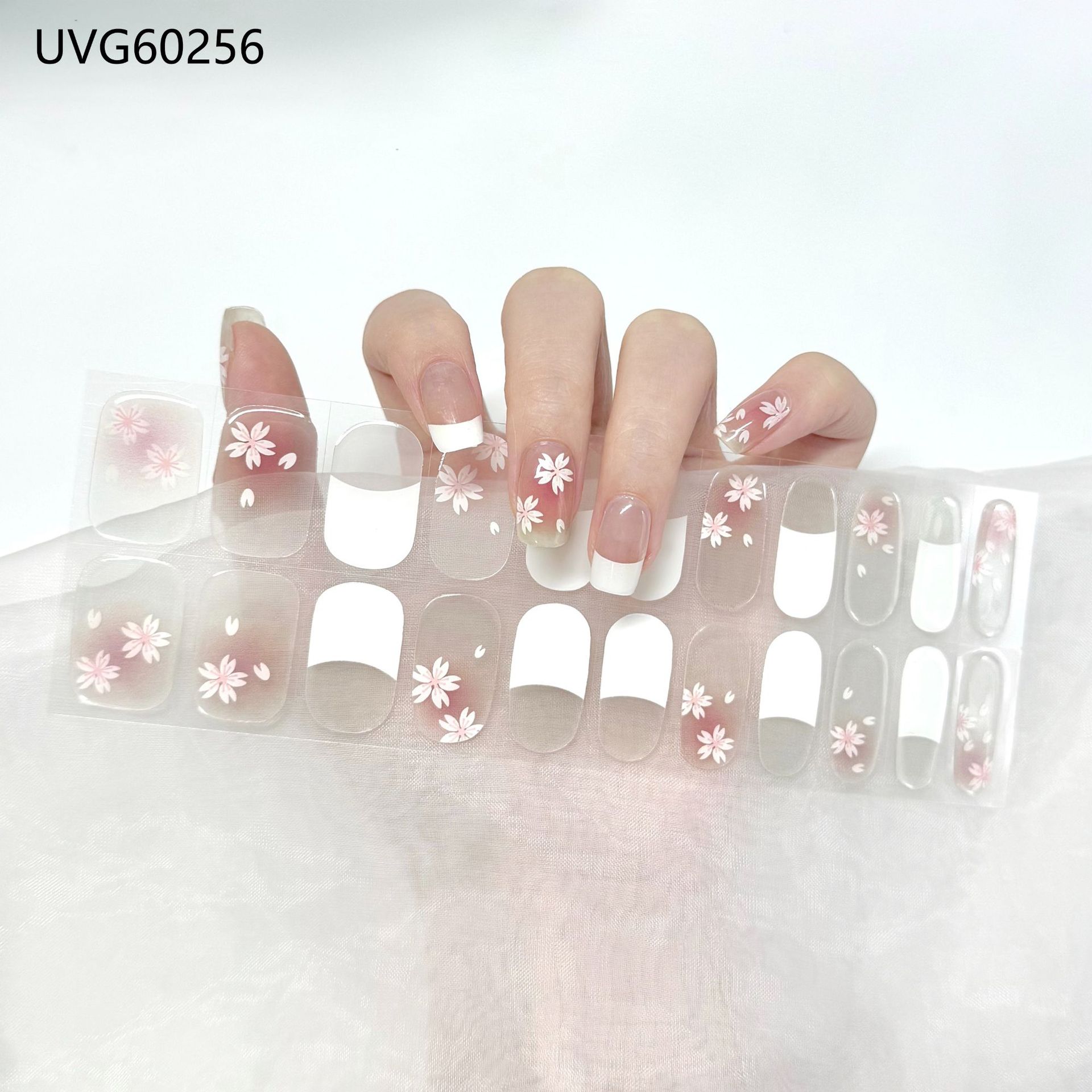 Pegatinas de uñas de gel UV transparentes efecto hielo, semicuradas, con lámina dorada, fototerapia, efecto película de aceite
