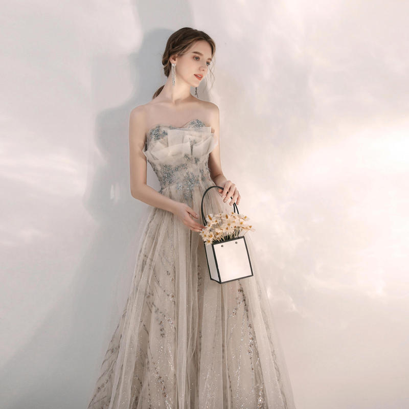 2025 New Elegant Tube Top Long Slim Fit Host Bridesmaid Heavy Industry Beading Banquet Evening Dress for Women 2025 New Elegant Tube Top Long Slim Fit Host Bridesmaid Heavy Industry Beading Banquet Evening Dress for Women