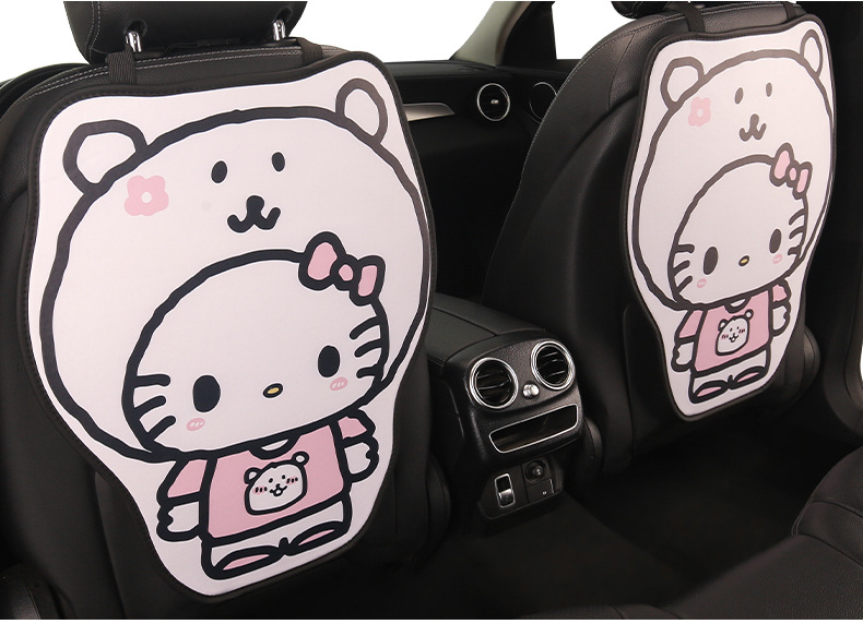 Cute Cartoon Chair Back Anti-Kick Pad for Little Cat Lady Car Seat Back Anti-Stain Pad Long and Short Two Styles Available