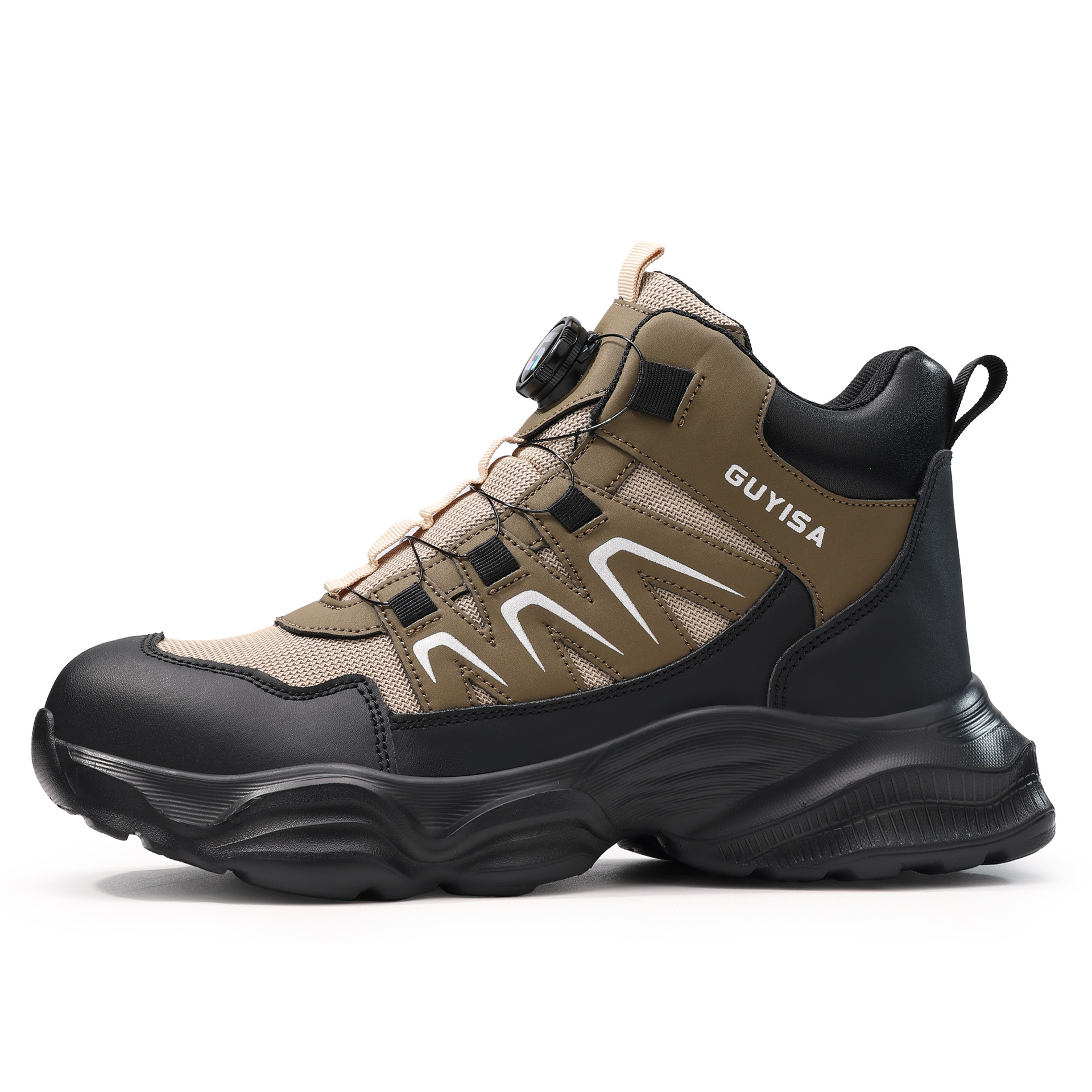 Zapatos de protección laboral nuevos zapatos de hombre, botón giratorio de cilindro alto, zapatos de trabajo cómodos, zapatos de seguridad resistentes al aceite, zapatos resistentes al desgaste.