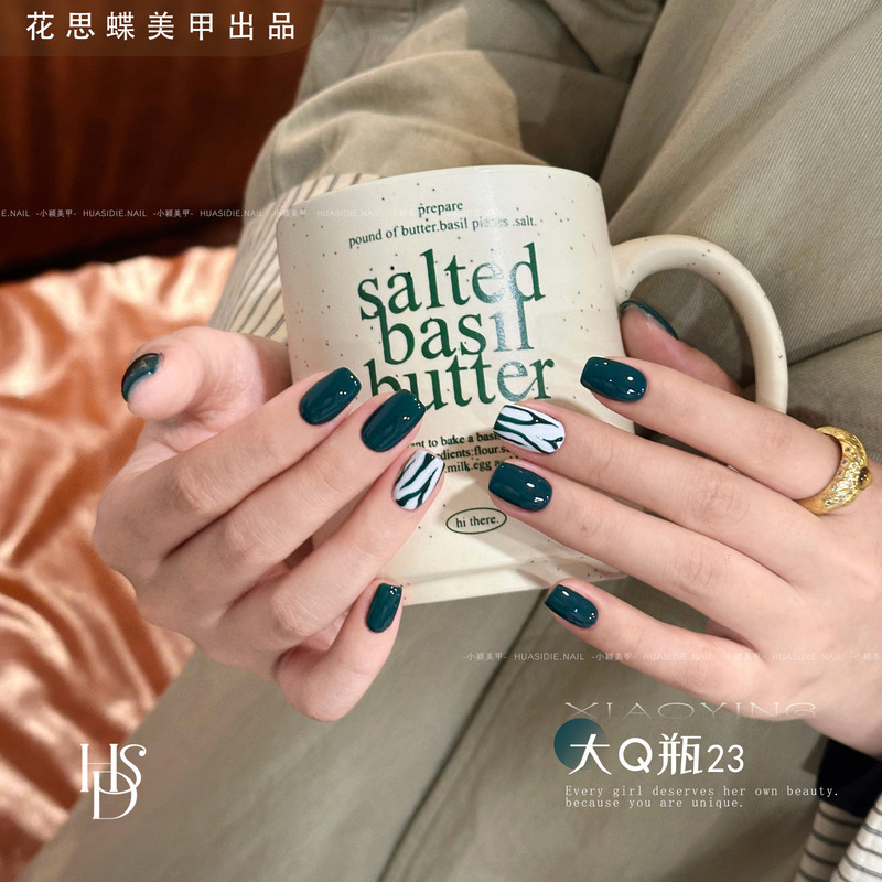 Xiaoying Huasidie - Big Q Bottle 23 Turquoise Green Solid Color Nail Gel 12ml Phototherapy Nail Polish (Three-Free)