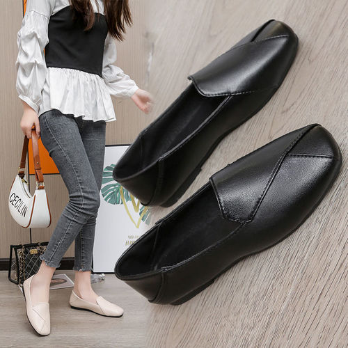 Women's 2025 British Style Flat Comfort Puff sole Shoes, Soft Leather Low Heel Pumps