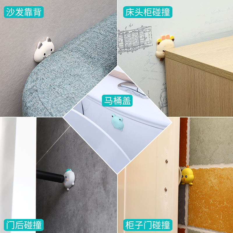 Cute Pet Anti-Collision Pad Refrigerator Door Handle Silicone Wall Sticker Door Back Anti-Collision Artifact Cabinet Door Wall Protector Wholesale