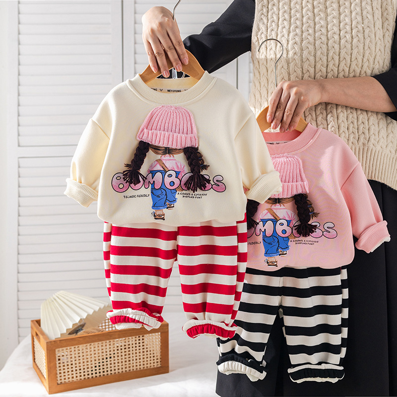 Winter demi-season warm sweatshirt girl's, children's autumn set, children's clothing, western style