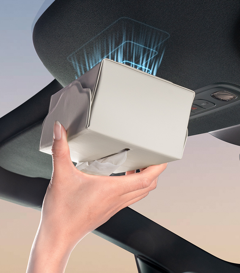 Car-mounted tissue box, sunroof-mounted sunshade tissue box, in-car tissue box, creative magnetic leather tissue pouch