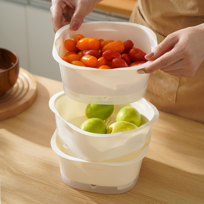 Cesta de drenaje cuadrada Cesta de verduras de cocina Cesta de frutas gruesas para lavar verduras