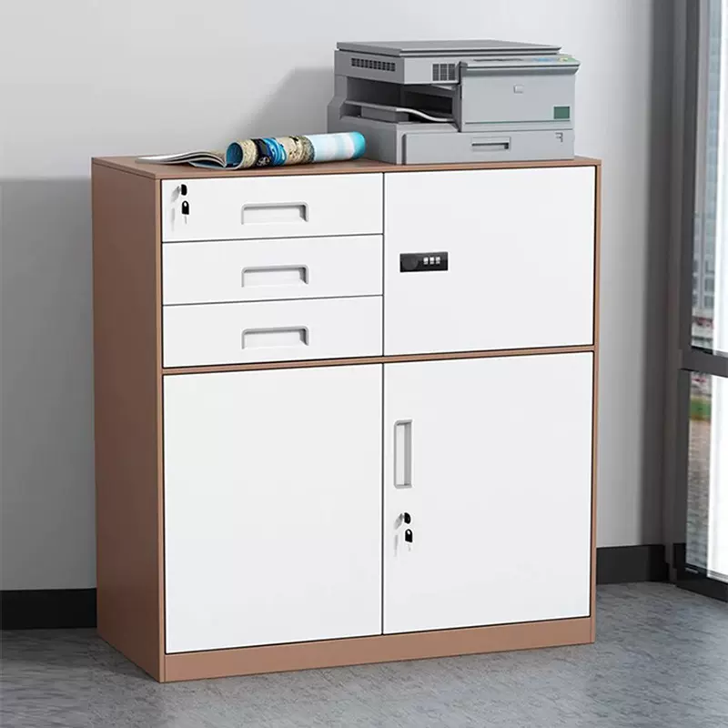 办公室文件柜资料铁皮柜家用矮柜抽屉带锁柜子储物柜杂物收纳柜子