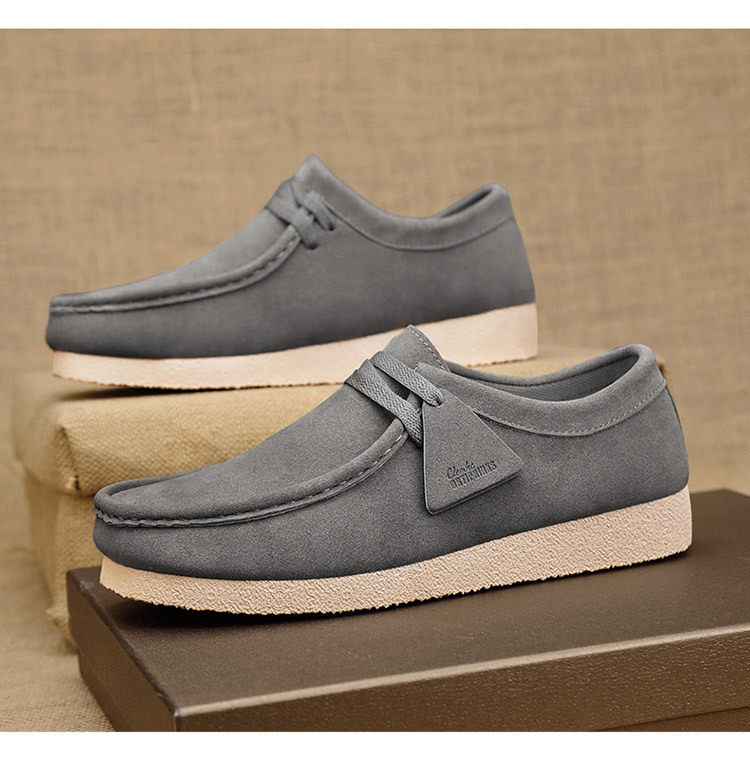 Giày lười nam da lộn mềm đế bệt kiểu mới, giày slip-on mũi tròn thoáng khí — Kaki, màu xám, màu đen chi tiết 20