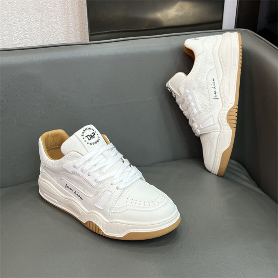 Board Shoes Men's Autumn 2024 New Style Genuine Leather Breathable All-Match White Shoes Fashionable Lightweight Platform Sports Casual Shoes