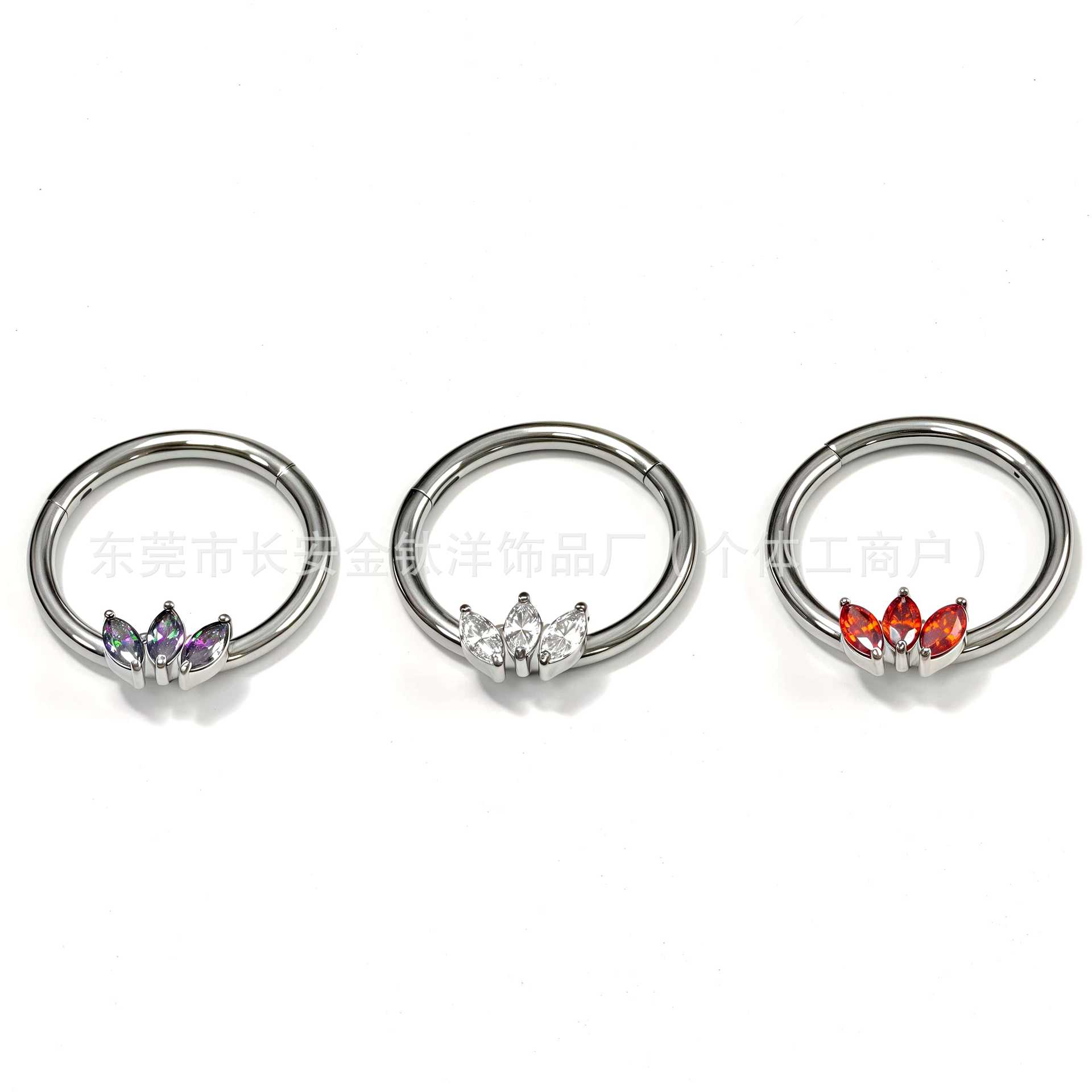 F136 Titanium Three-Leaf Horse Eye Seamless Open Ring Nose Septum Ring Earrings - G23 Titanium Alloy Piercing Jewelry detail image 7