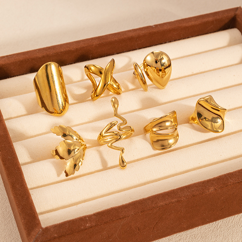 All Seasons Season Women's Gender Wholesale Jewelry French Style Modern Style Irregular Snake 304 Stainless Steel 18K Gold Plated Plating Open Rings