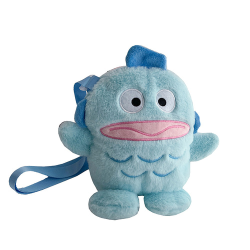  New Cute Plush Cartoon Bag with Personalized Little Fish Character Shoulder Crossbody Bag for Girls