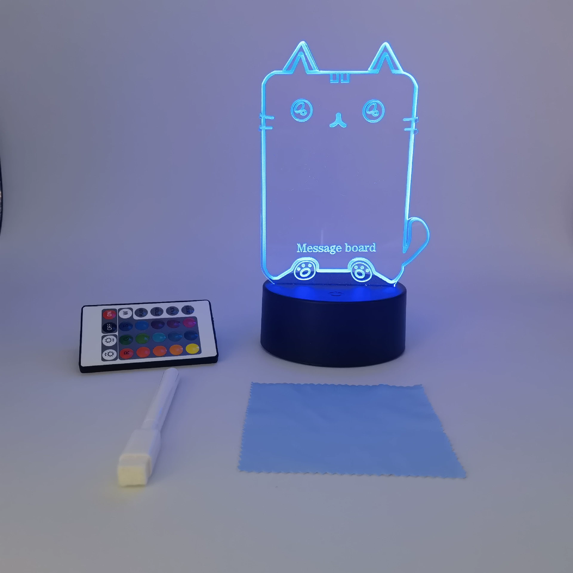 3D ночная лампа с пультом дистанционного управления, USB 4W, акриловая панель и база ABS, черная или белая