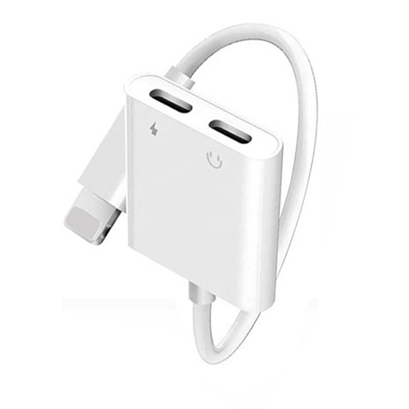 Adaptor for Apple Earphones Lightning to 3.5mm iPhone Dual Charge Audio Cable Adapter
