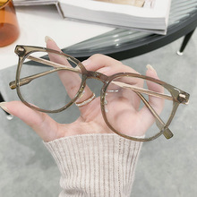 抖音熱銷款女網紅金屬平光鏡時尚圓框近視鏡可配鏡度數眼鏡框批發