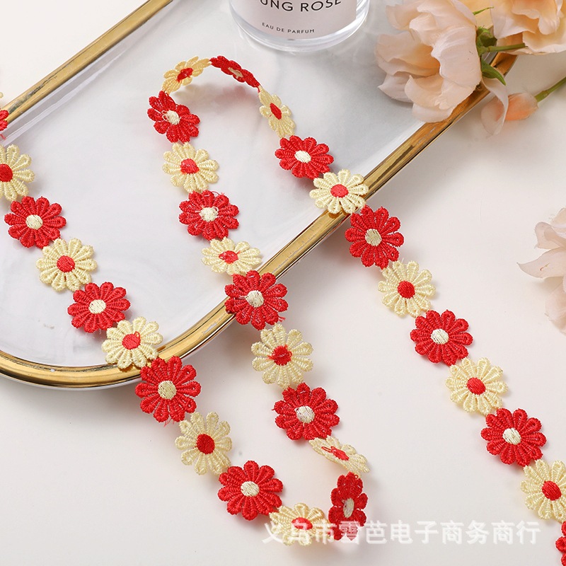 Nuevo punto bordado encaje soluble en agua DIY de dos colores pequeño encaje ropa infantil encaje ropa accesorios encaje