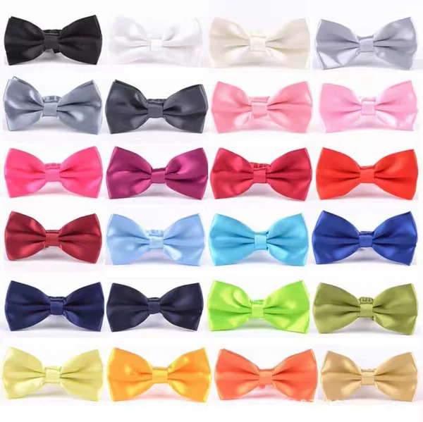 Wholesale Double-Layer Bow Ties for Men, Business Formal Solid Color Satin Korean-Style Bow Ties from Shengzhou Factory