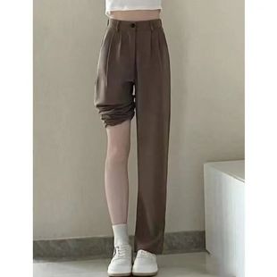 White Straight-Leg Suit Pants for Women, Spring and Autumn, Drapey 2023, Slimming Straight-Leg Wide-Leg High-Waisted Casual Long Pants