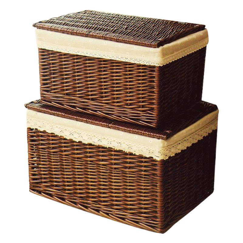 Caja de almacenamiento al por mayor con tapa caja de almacenamiento de ratán tejido caja de almacenamiento ropa juguetes caja de almacenamiento en casa Willow