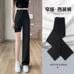 Yレディース黒の狭いバージョンのスーツのズボンの女性の春と秋のベルベットの高腰の職業の垂れ下がった感があります。