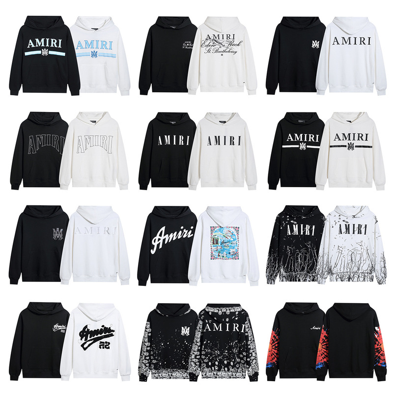Trendy Brand AM Sweater IRI Crack Letter Logo Splash Ink Flow Paint Graffiti Hoodie Couple's Coat Sweater for Men and Women