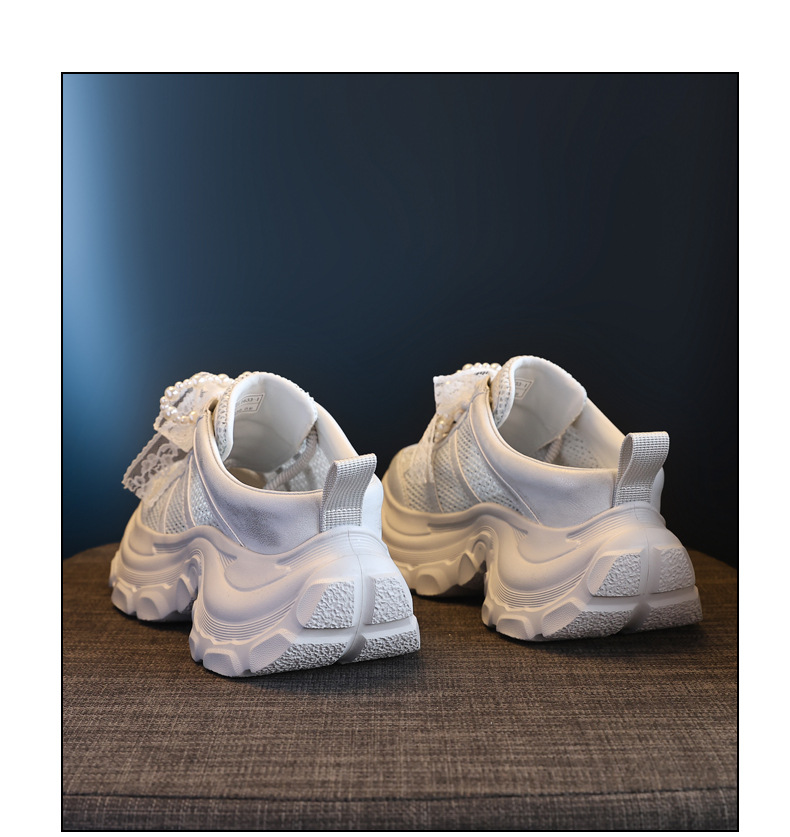 Dép lê bít mũi sneaker nữ đế dày tăng chiều cao mặt lưới thoáng khí — Màu trắng, Màu bạc chi tiết 20