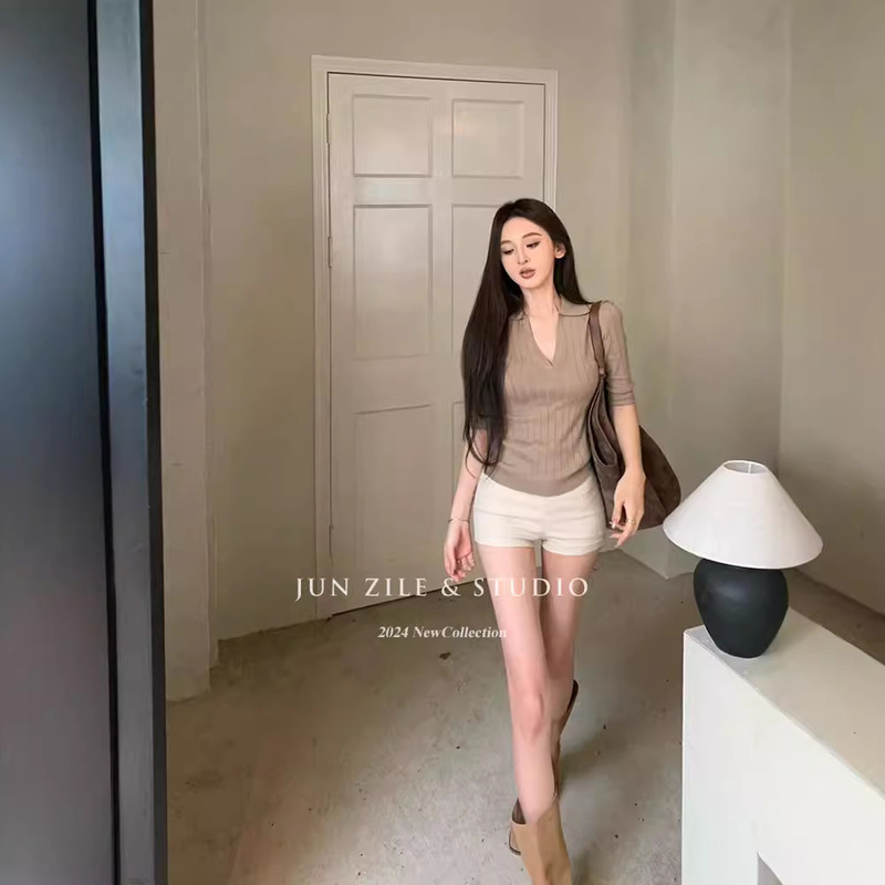 Autumn High-End Polo Collar Knit Top 2025 New Versatile Pants Two-Piece Fashion Set