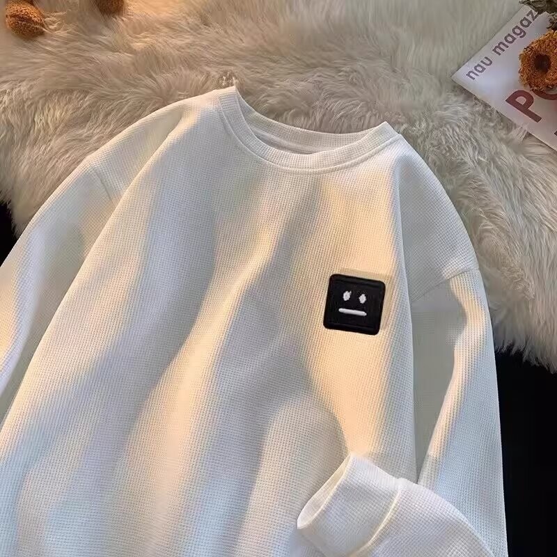 Wafflough sweater men's thin Korean version of the inner base shirt long sleeve T-shirt spring and autumn solid color clothes tide a generation of hair