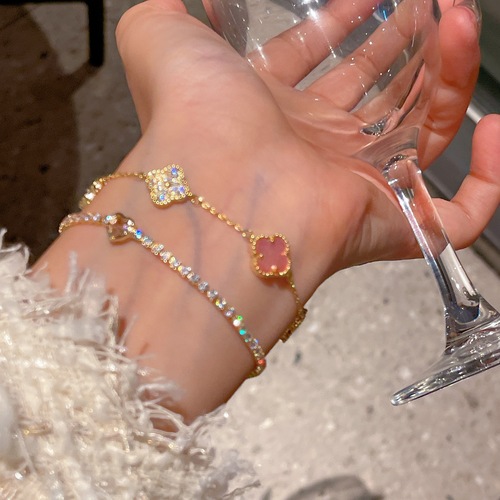 Gentle Princess Style Flower Bead Bracelet  Lobster Clasp Micro-set Zirconia Bead Rope Bracelet with Elegant Vibe and Popular Online Jewelry J959