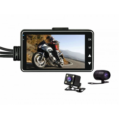Motorcycle Dashcam, Dual-Lens Front and Rear Hidden Riding Camera