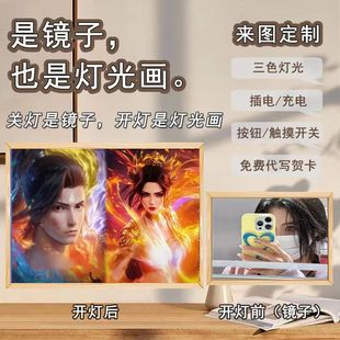 Mirror lighting painting bucket broken sky Xiao Yan Medusa CP creative hand bedroom bedside atmosphere lamp couple gift