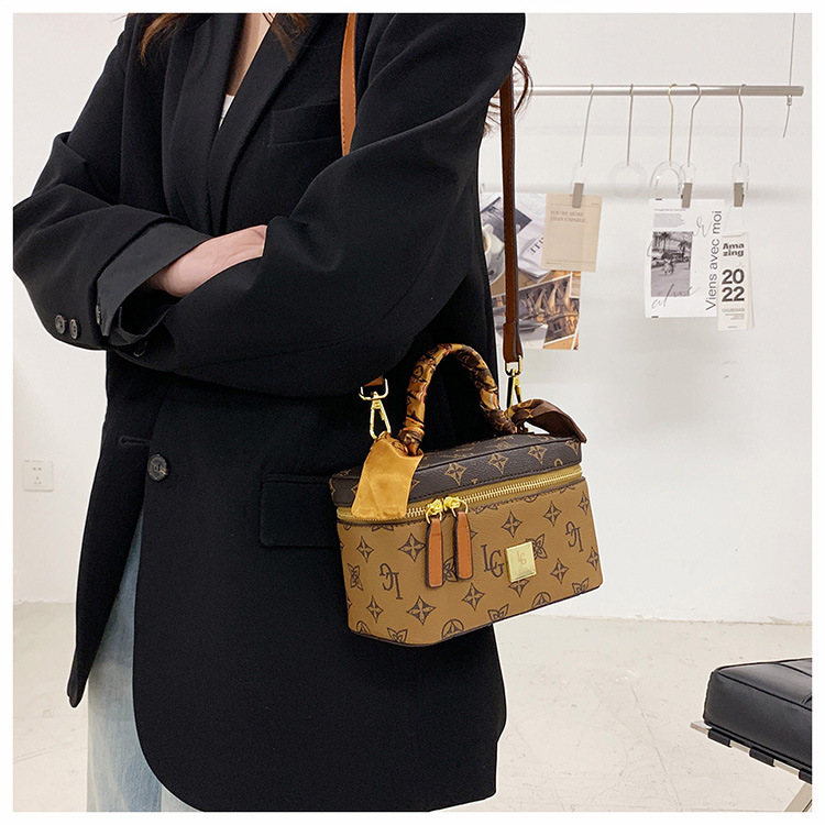 Borsa transfrontaliera, trama alla moda, popolare borsa a tracolla da donna, borsa con stampa retrò, versatile borsa cosmetica in stile coreano per donna_voghion.com