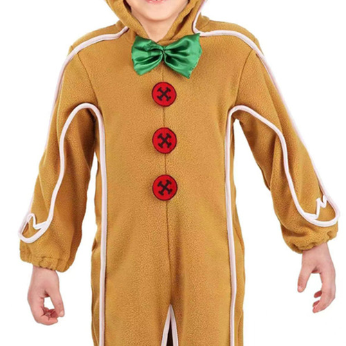 New Christmas Halloween Gingerbread Man Costume Skeleton Knight Gingerbread Man Cosplay One-Piece Suit for Children