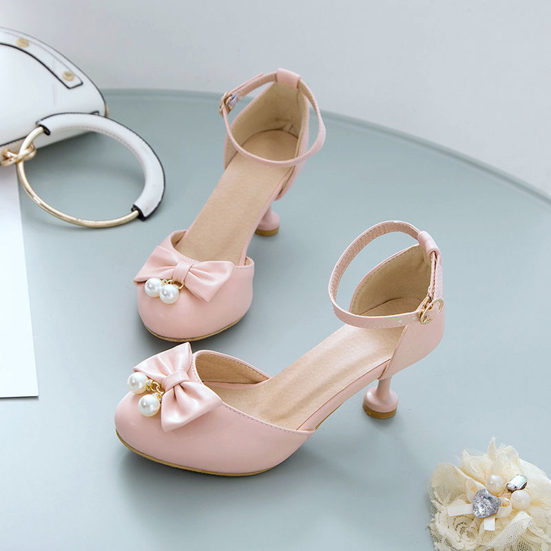 Children's High-Heeled Shoes, Girls' Shoes, Spring and Autumn Thin-Heeled Performance Princess Shoes, 11-Year-Old Girls' Shoes, 13-Year-Old Girls' Shoes