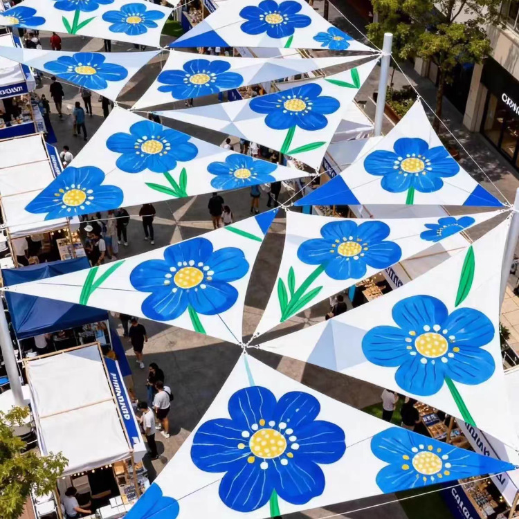 Customized canopy with company logo for plaza, street, tourist attraction decoration, rainproof sunshade fabric, outdoor terrace sunshade sail