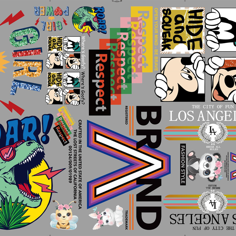 厂家直供服装烫画 运动潮牌logo图案热转印胶印烫图贴花来图定制