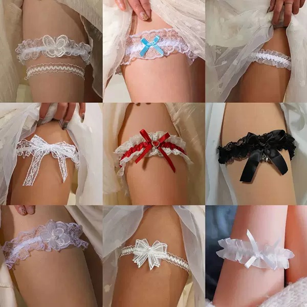 European and American leg lace rhinestone elastic thigh ring garter wedding supplies bridal wedding dress leg flower