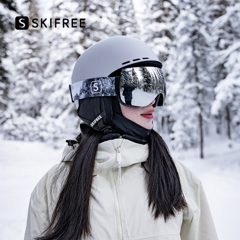 SKIFREE S0 casco de esquí equipo de esquí anticolisión hombre y mujer cálido casco de nieve de doble placa espejo de nieve profesional para niños