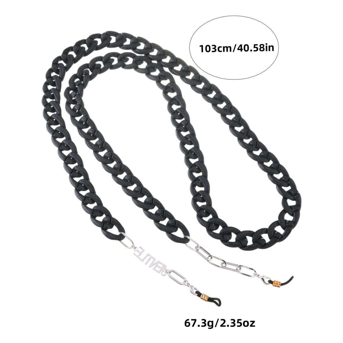 Nueva personalidad transfronteriza máscara popular cadena colgante cadena de gafas collar europeo y americano máscara de resina acrílica negra cadena gruesa image 5