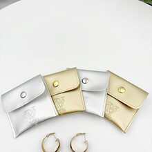 批发釉面金色pu按扣袋珠宝首饰专用包装项链戒指耳环收纳袋可定制