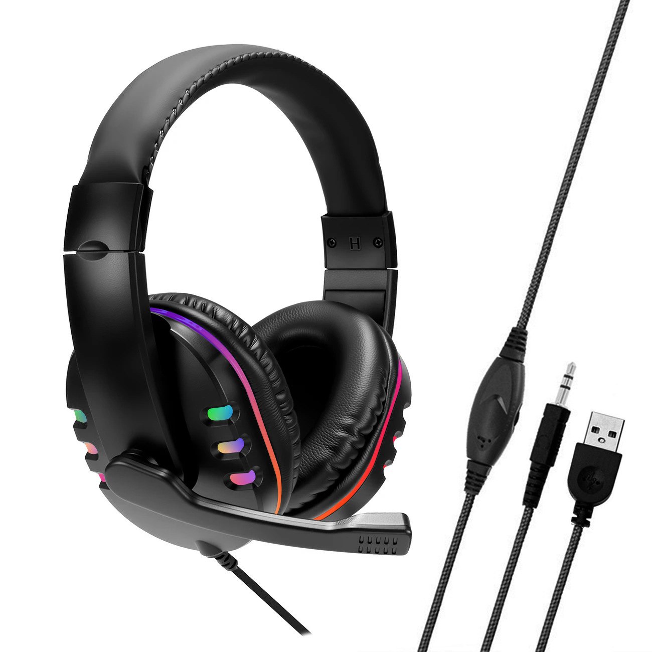 Estricta selección de auriculares G6000 auriculares RGB luminoso computadora portátil de juegos por cable auriculares auriculares en stock