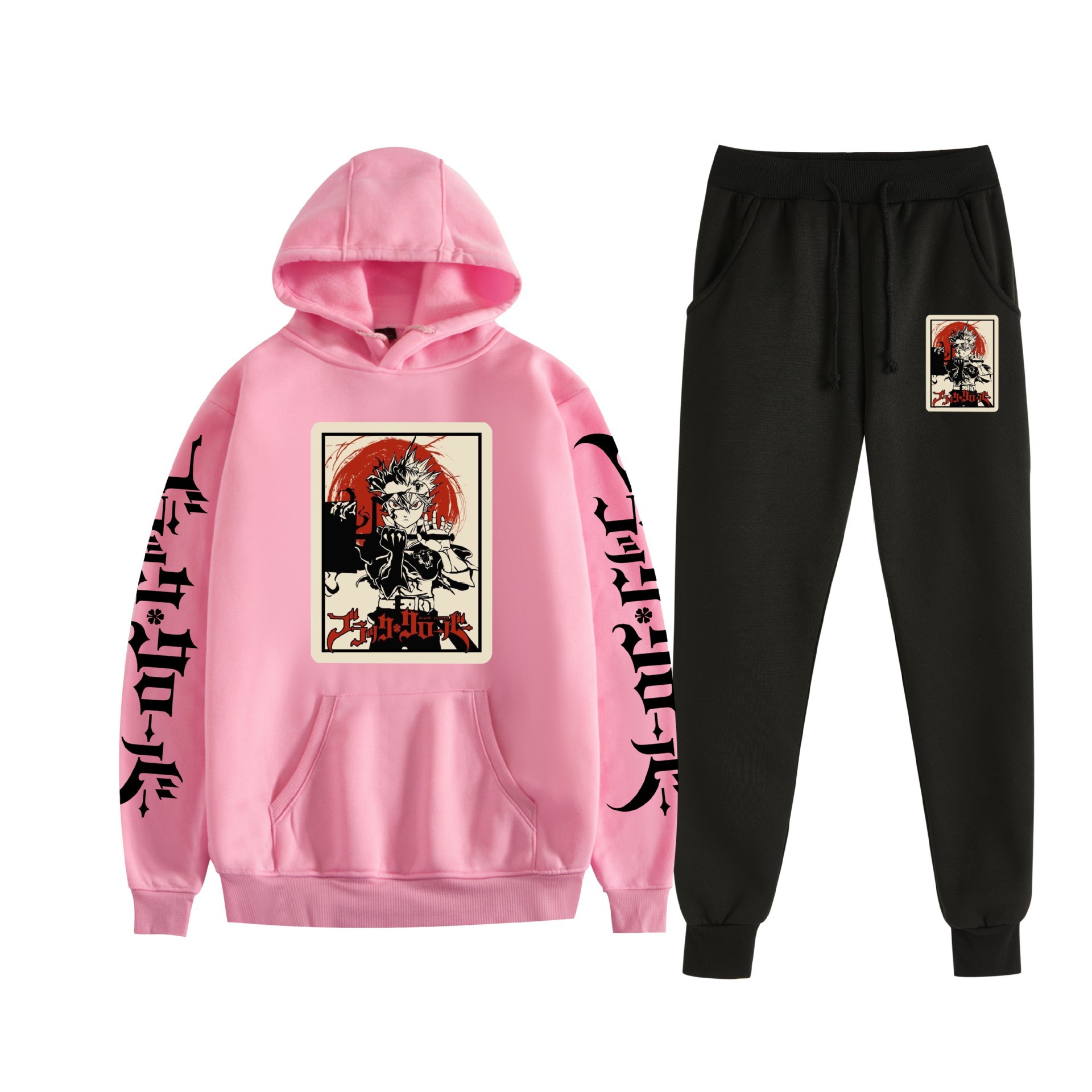 Comercio exterior nuevo estilo riman black trébol de cuatro hojas-Black Clover suéter con capucha corsés traje de dos piezas