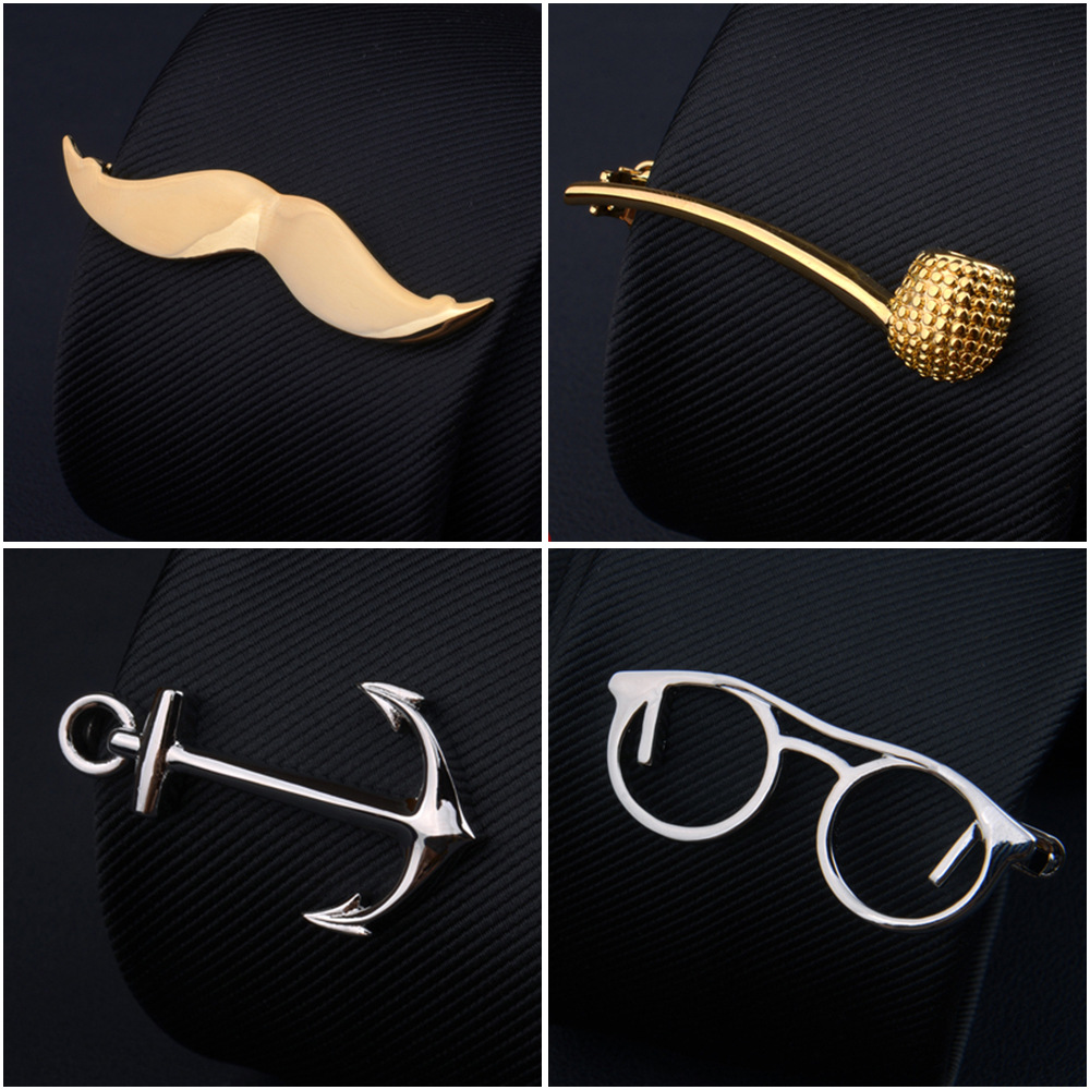 Tie Clip Men's Formal Wear Accessories Groom Wedding Scissors Glasses Feather Tie Clip Business Gift