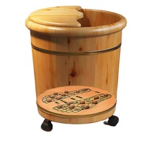 香柏木泡腳木桶過小腿家用實木足浴木盆洗腳泡腳帶蓋桶保溫木質桶