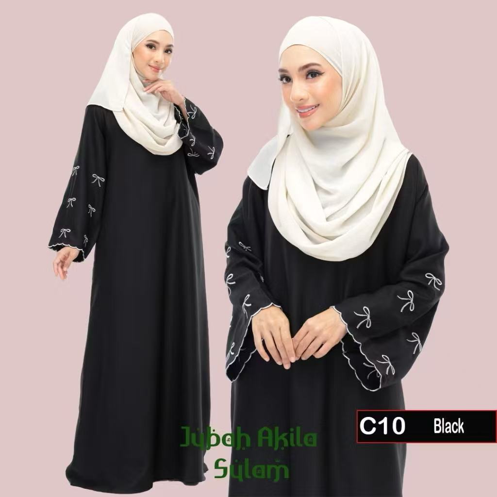 In-stock 2026 New Cross-border Middle Eastern Robe Solid Color Embroidered Loose Plus-size Dress_ecoleips.com